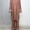 Brown Wash n Wear Solid Suit-2 PC