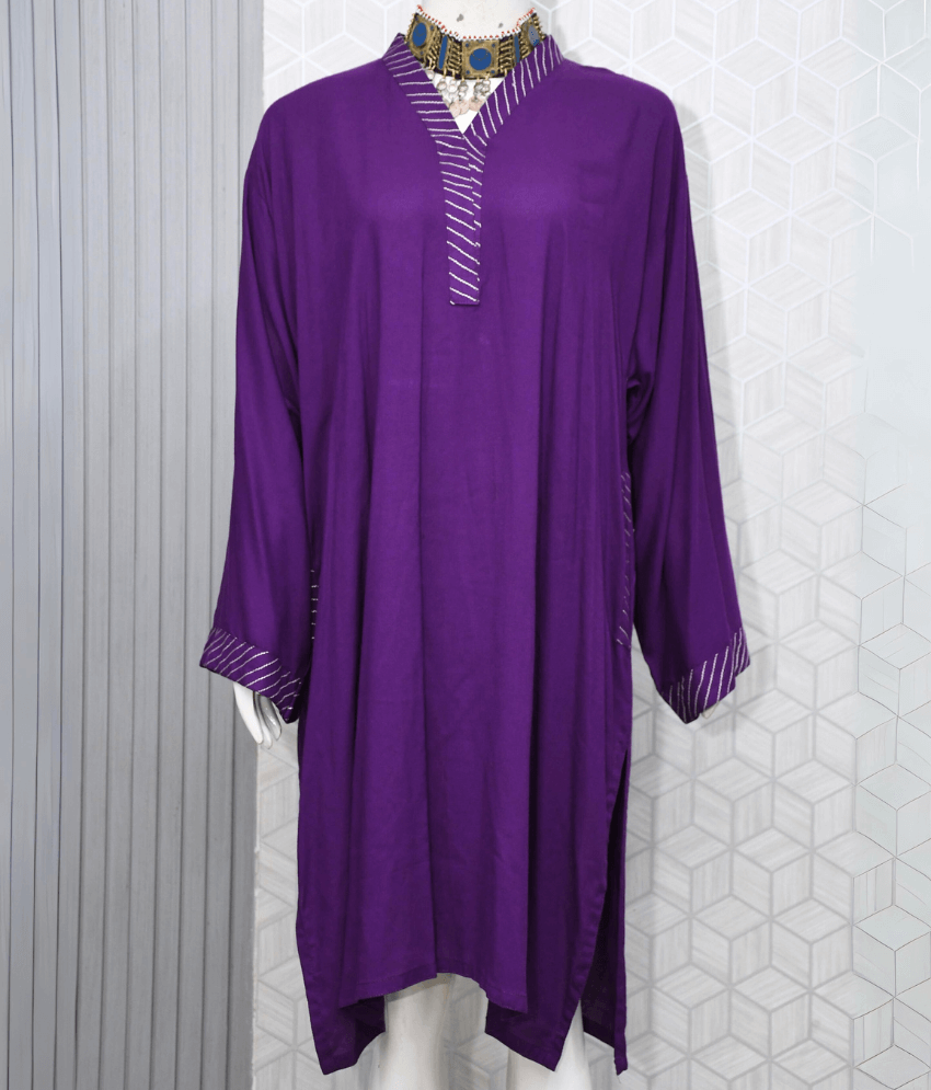 Purple Cotton Linen Solid Shirt