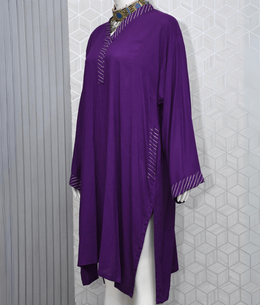 Purple Cotton Linen Solid Shirt