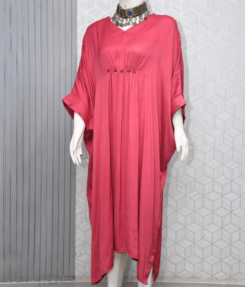 Pink textured satin silk Kaftan