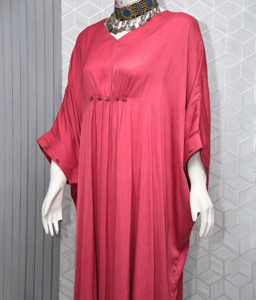 Pink textured satin silk Kaftan