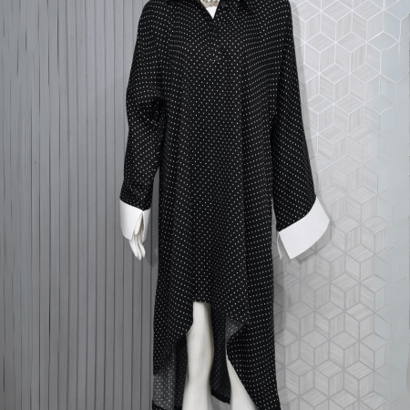 Black Linen Dotted Shirt