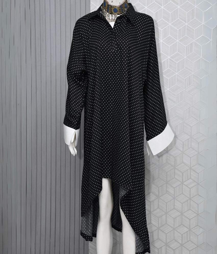 Black Linen Dotted Shirt