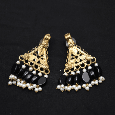 Golden Black and white Earrings