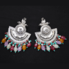 Silver antique earrings with multicolor beads